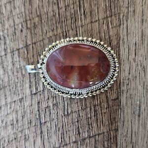 Sterling Silver and Red Stone Pendant